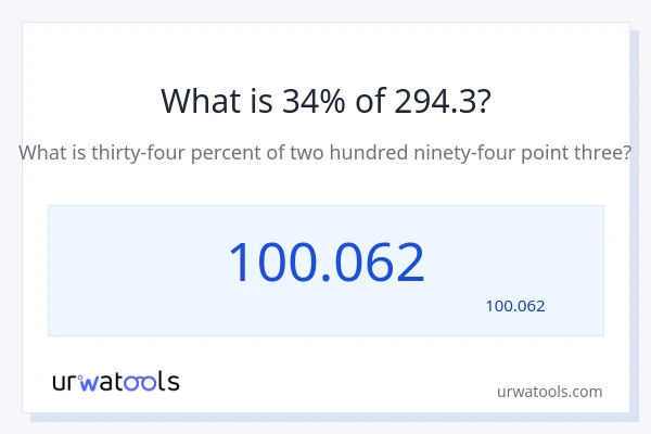 294.3 کا 34% کیا ہے؟