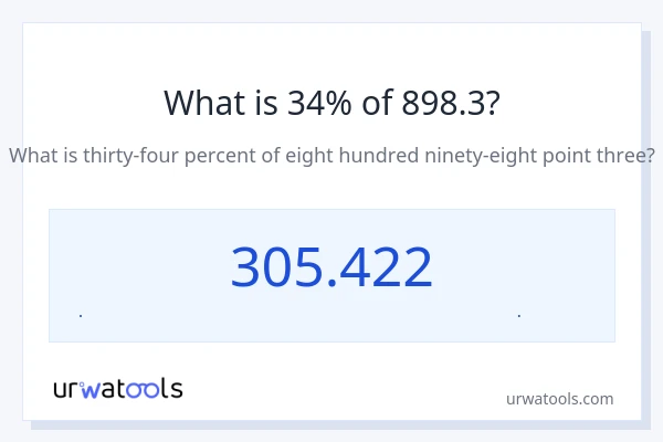 34% از 898.3 چقدر است؟