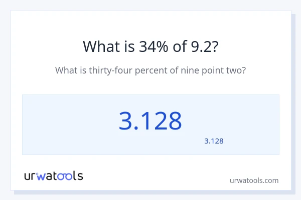 9.2 کا 34% کیا ہے؟