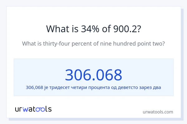 Колико је 34% од 900.2?