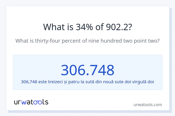 Cât reprezintă 34% din 902.2?