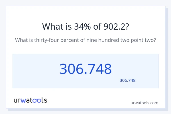 902.2 کا 34% کیا ہے؟