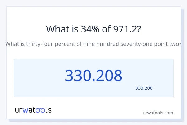 971.2 کا 34% کیا ہے؟