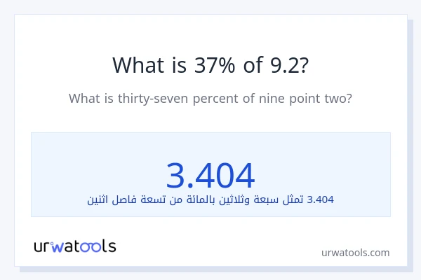 ما هي نسبة 37% من 9.2؟