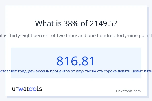 Что составляет 38% от 2149.5?