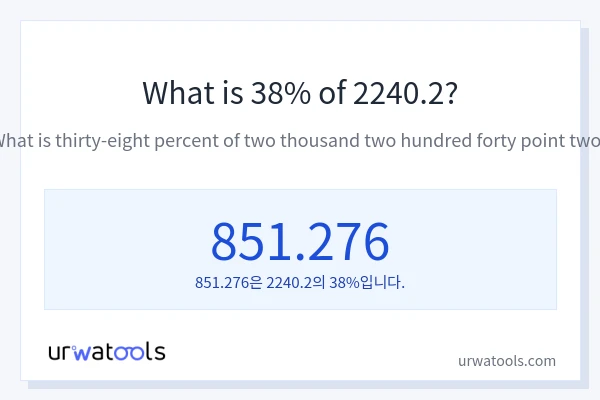 2240.2의 38%는 얼마입니까?