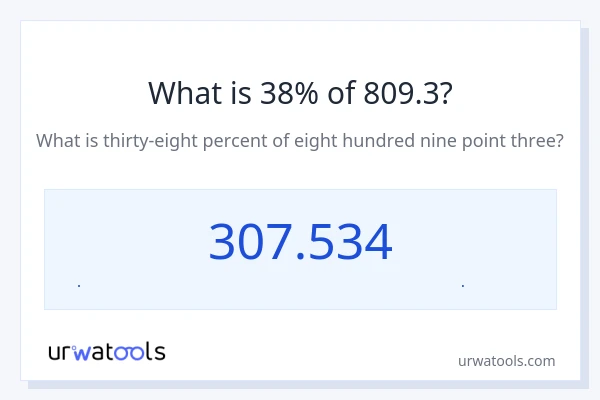 38% از 809.3 چقدر است؟