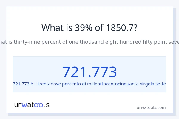 Qual è il 39% di 1850.7?