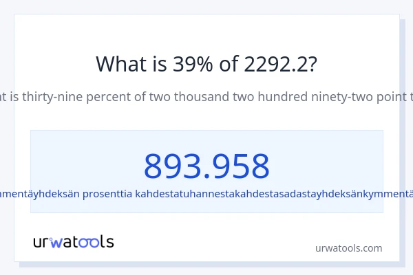 Mikä on 39 % 2292.2:sta?