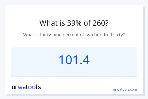 39% از 260 چقدر است؟