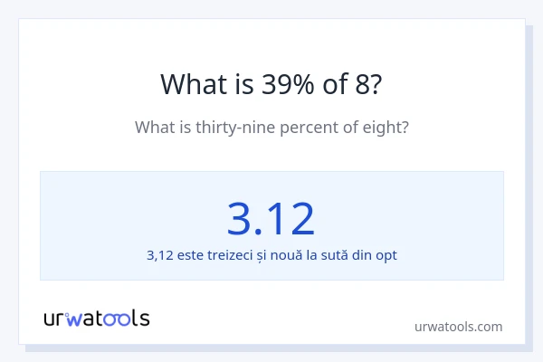Cât reprezintă 39% din 8?