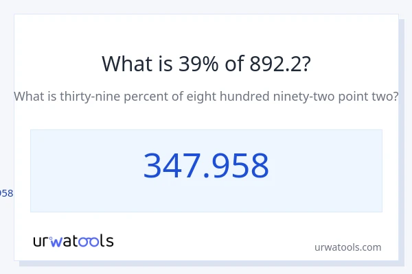 892.2 ರಲ್ಲಿ 39% ಎಂದರೇನು?