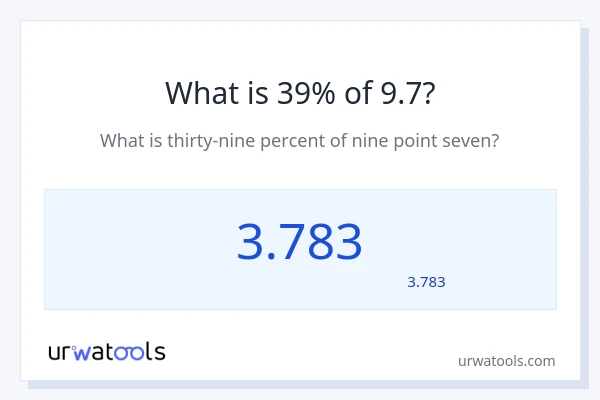 9.7 کا 39% کیا ہے؟