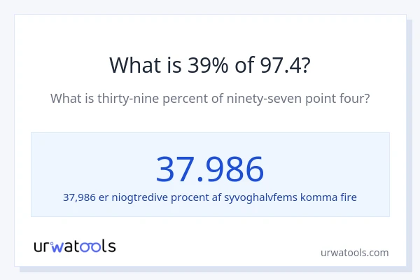 Hvad er 39% af 97.4?