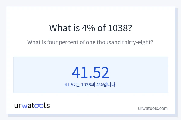 1038의 4%는 얼마입니까?