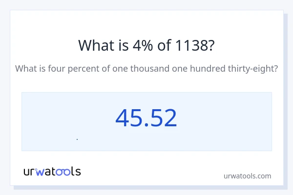 1138 નું 4% કેટલું થાય?