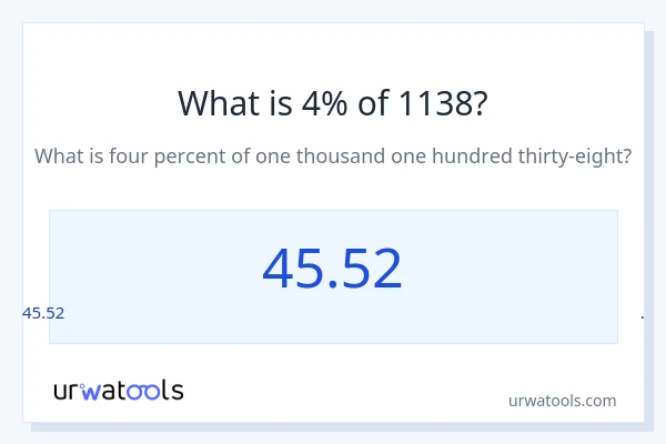 1138 യുടെ 4% എന്താണ്?
