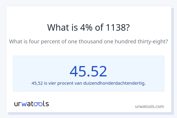 Wat is 4% van 1138?