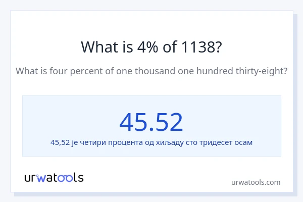 Колико је 4% од 1138?