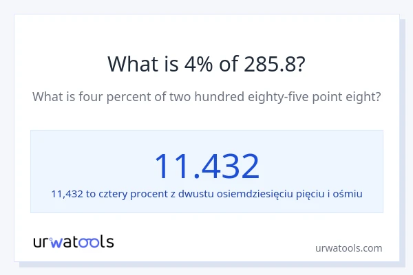 Ile wynosi 4% z 285.8?