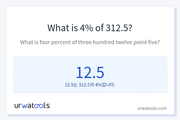 312.5의 4%는 얼마입니까?