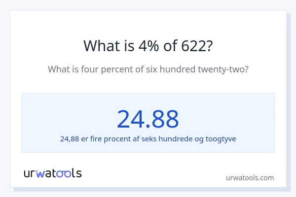 Hvad er 4% af 622?