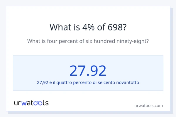 Qual è il 4% di 698?