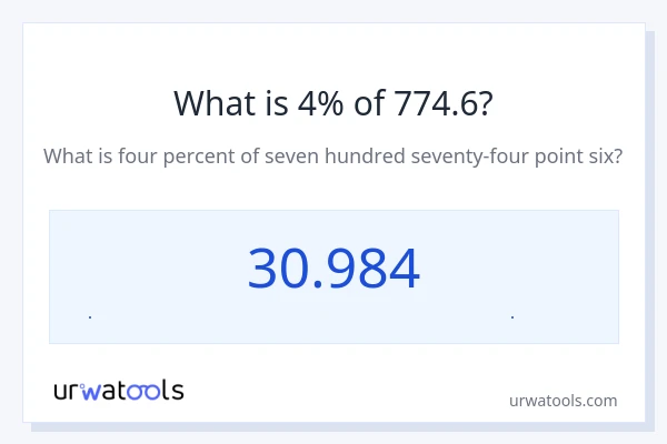 4% از 774.6 چقدر است؟