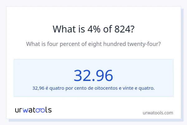 Qual é o valor de 4% de 824?
