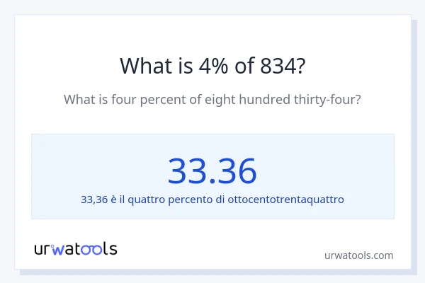 Qual è il 4% di 834?
