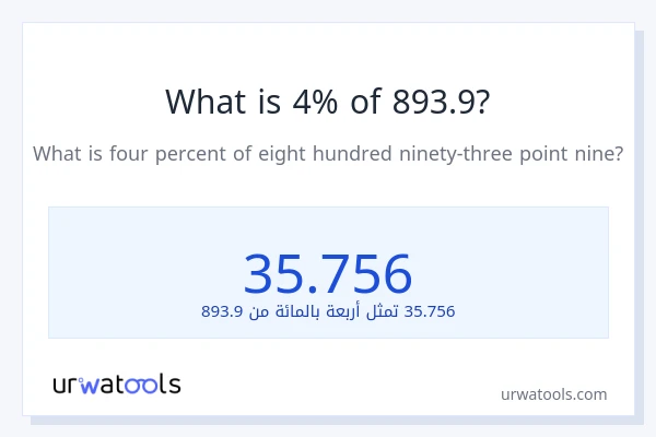 ما هي نسبة 4% من 893.9؟