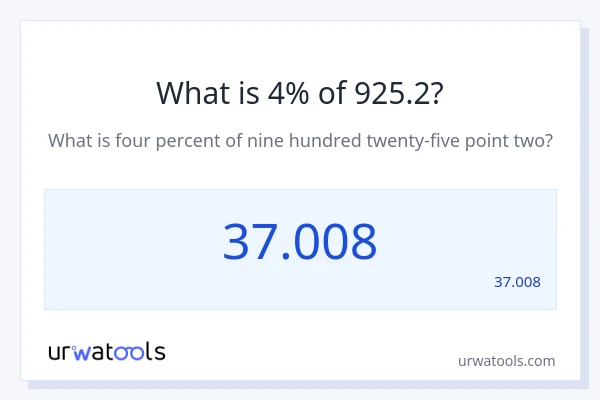 מה זה 4% מתוך 925.2?