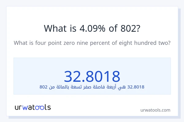 ما هي نسبة 4.09% من 802؟