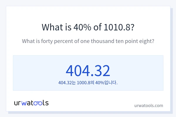 1010.8의 40%는 얼마입니까?