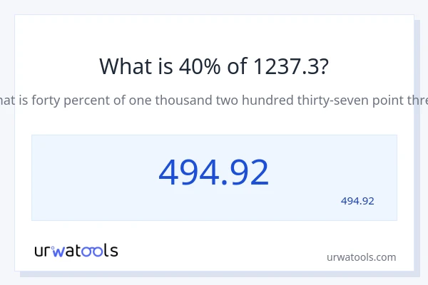 1237.3 کا 40% کیا ہے؟