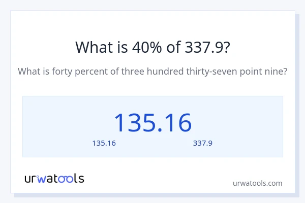 40% ของ 337.9 คือเท่าไร?