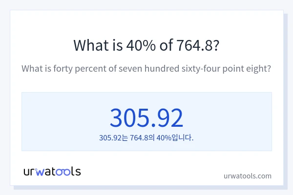 764.8의 40%는 얼마입니까?