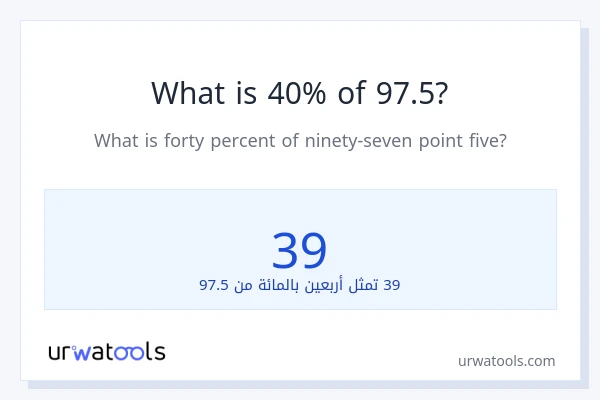 ما هي نسبة 40% من 97.5؟
