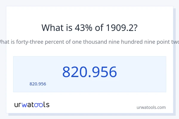 43% ของ 1909.2 คือเท่าไร?
