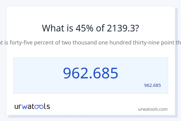 2139.3 کا 45% کیا ہے؟