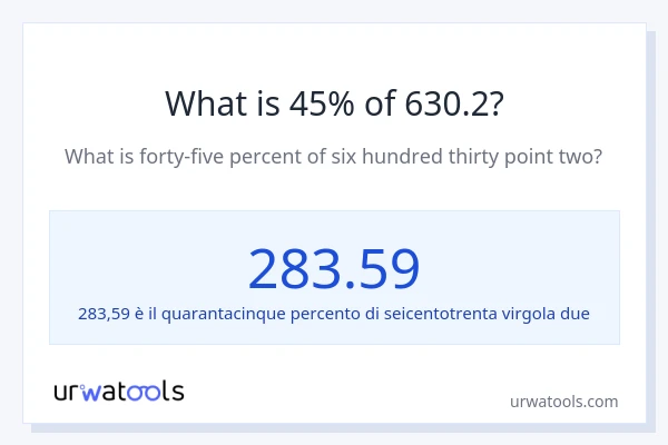 Qual è il 45% di 630.2?