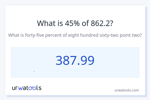 862.2 નું 45% કેટલું થાય?