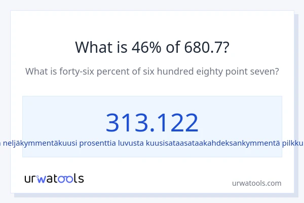 Mikä on 46 % 680.7:sta?