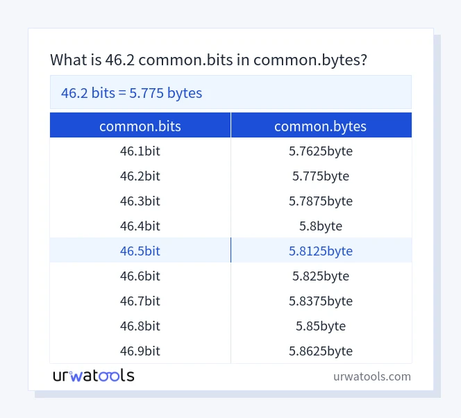 46.2 common.bits 至 common.bytes 表