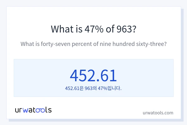 963의 47%는 얼마입니까?