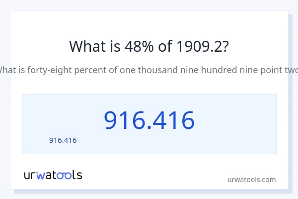 48% ของ 1909.2 คือเท่าไร?