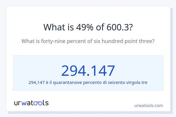 Qual è il 49% di 600.3?
