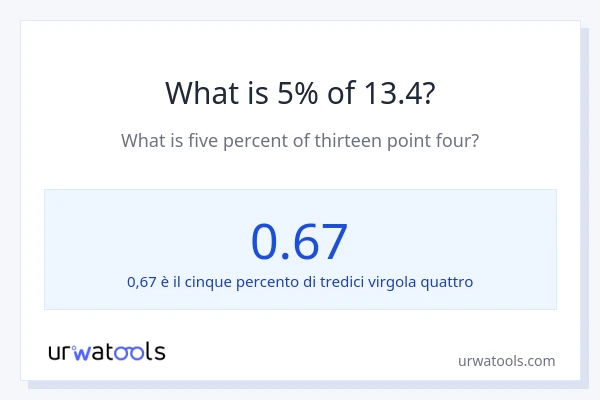 Qual è il 5% di 13.4?