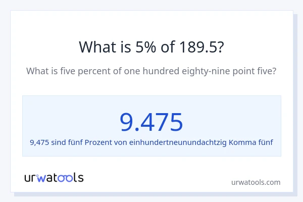 Was ist 5% von 189.5?