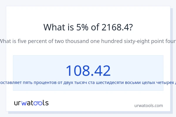Что составляет 5% от 2168.4?